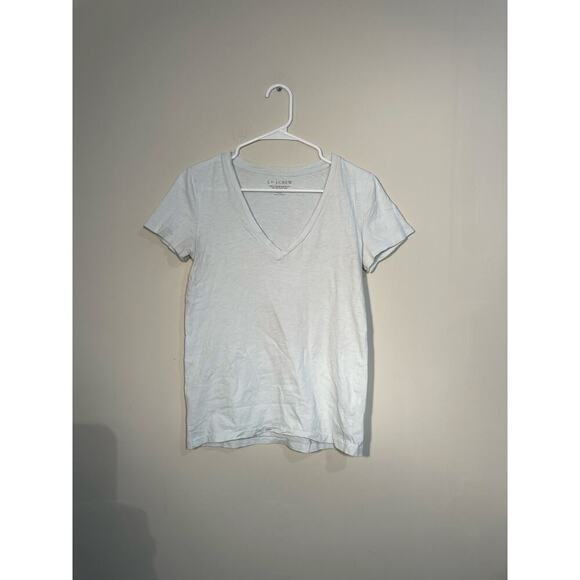 J. by J.Crew Featherweight Slub Cotton V-Neck Short Sleeve Tee in Pale Blue - Picture 1 of 9